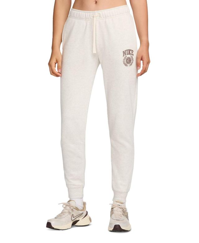 Womens Nike Club Fleece Varsity Pants Oatmeal Grey Product Image