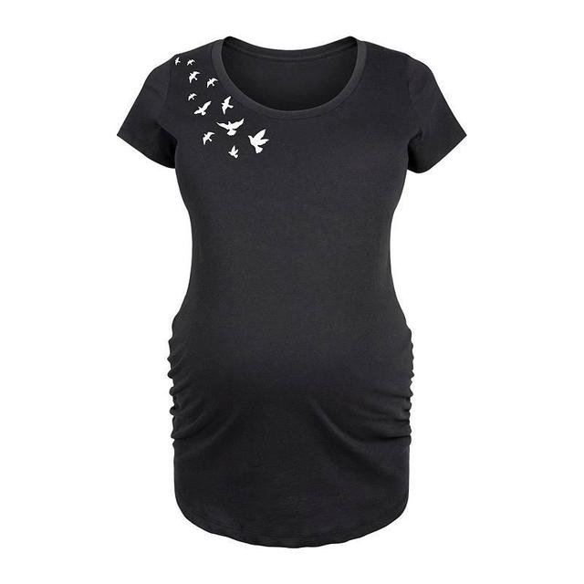 Maternity Flying Birds Graphic Tee, Womens Blue Product Image