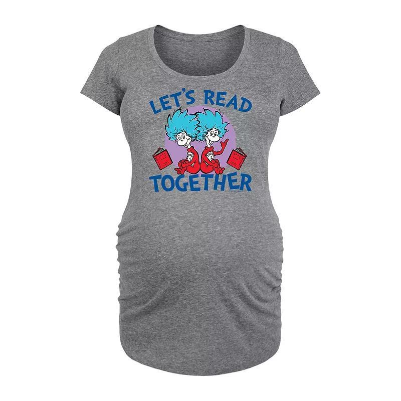 Maternity Dr. Seuss Lets Read Together Graphic Tee, Womens Grey Gray Product Image