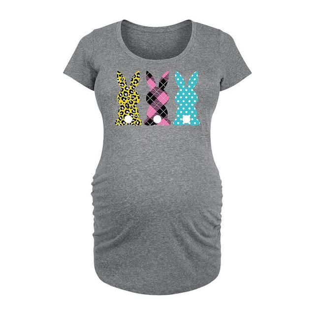 Maternity Patterned Bunnies Graphic Tee, Womens Grey Gray Product Image