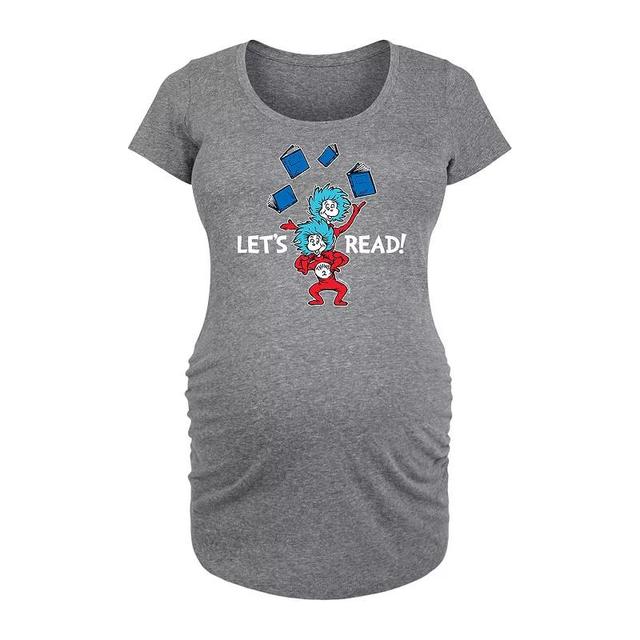 Maternity Dr. Seuss Lets Read Graphic Tee, Womens Grey Gray Product Image