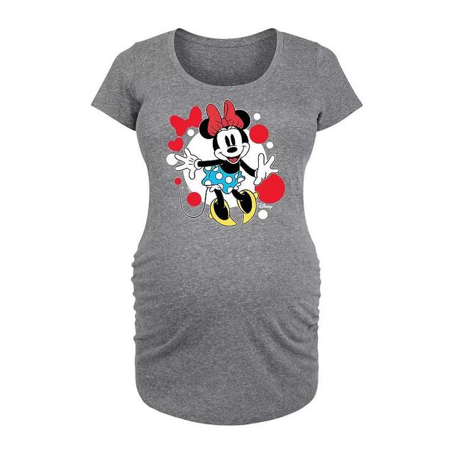 Disneys Minnie Mouse Maternity Dots Graphic Tee, Womens Grey Gray Product Image