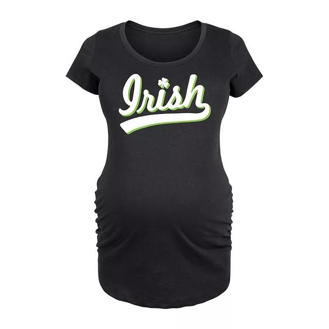 Maternity Irish Script Graphic Tee, Womens Dark Grey Product Image