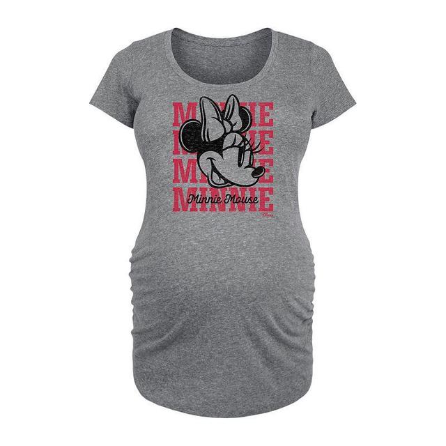 Disneys Minnie Mouse Maternity Repeated Graphic Tee, Womens Grey Gray Product Image