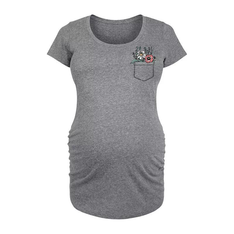 Maternity Floral Graphic Tee, Womens Grey Gray Product Image