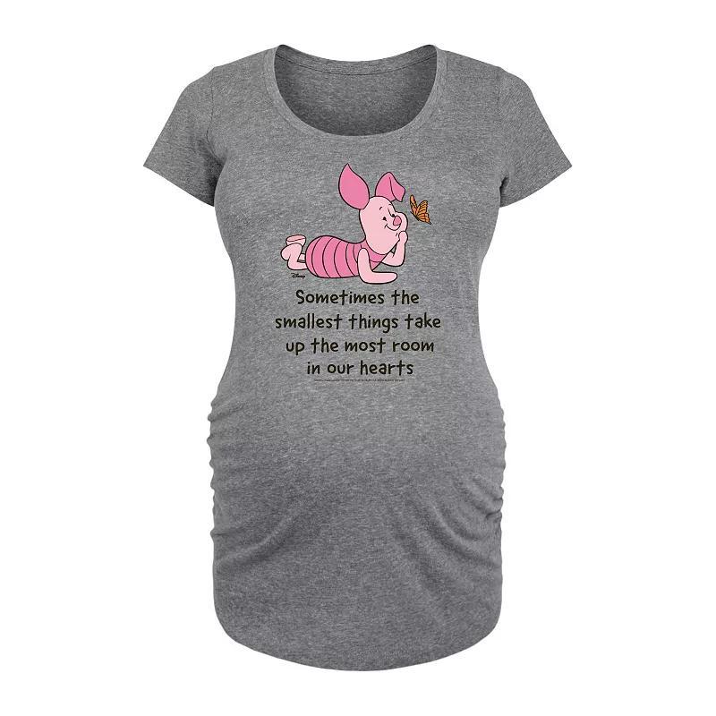 Disneys Winnie The Pooh Maternity Piglet Our Hearts Graphic Tee, Womens Grey Gray Product Image