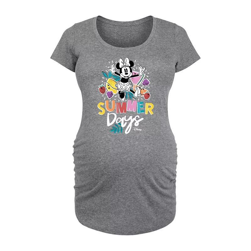 Disneys Minnie Mouse Maternity Summer Days Graphic Tee, Womens Grey Gray Product Image