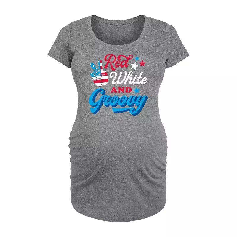 Maternity Red White And Groovy Graphic Tee, Womens Product Image