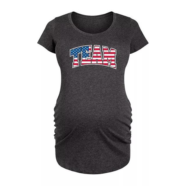 Maternity Team USA Graphic Tee, Womens Heather Grey Product Image