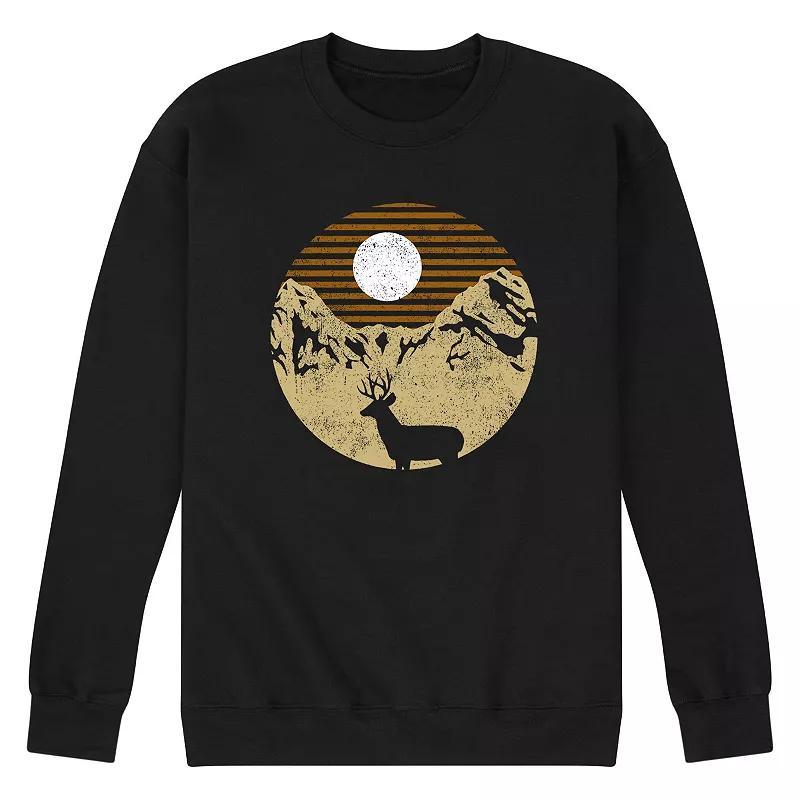 Mens Deer Mountain Scene Sweatshirt Product Image