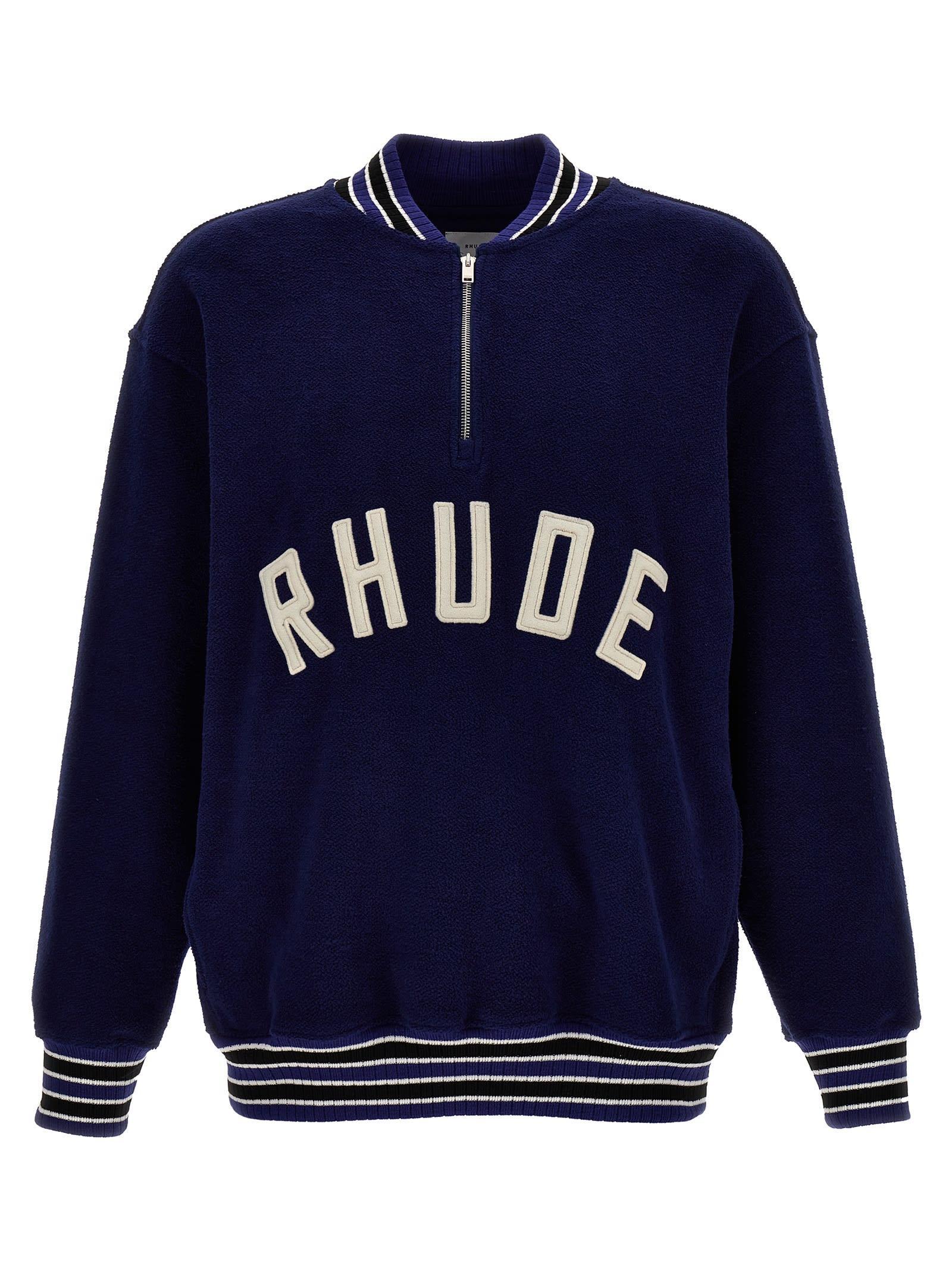 RHUDE Navy Varsity Sweater In Blue Product Image