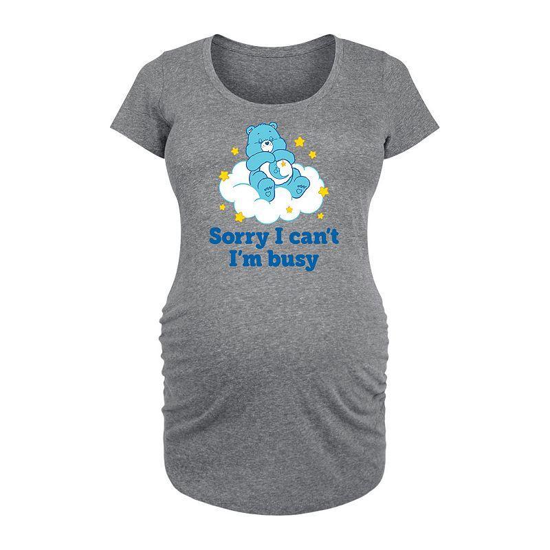 Maternity Care Bears Sorry I Cant Im Busy Graphic Tee, Womens Grey Gray Product Image