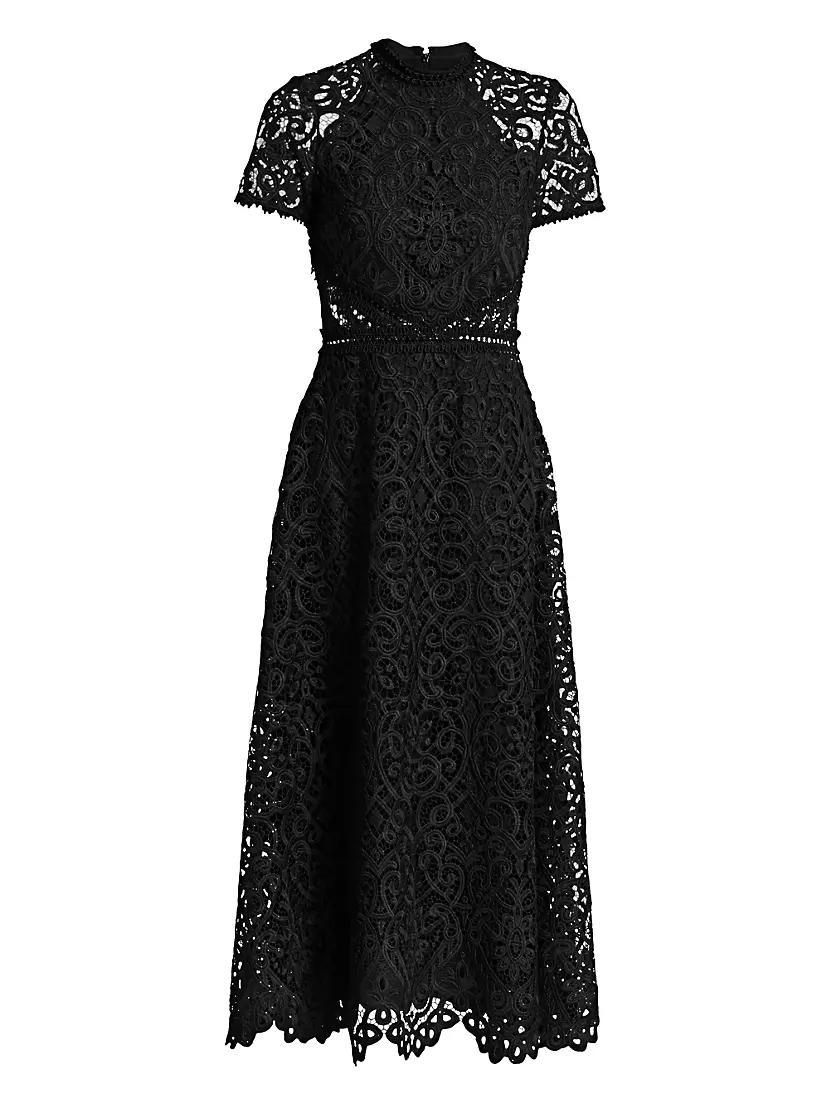 Lace Short-Sleeve A-Line Midi Dress product image