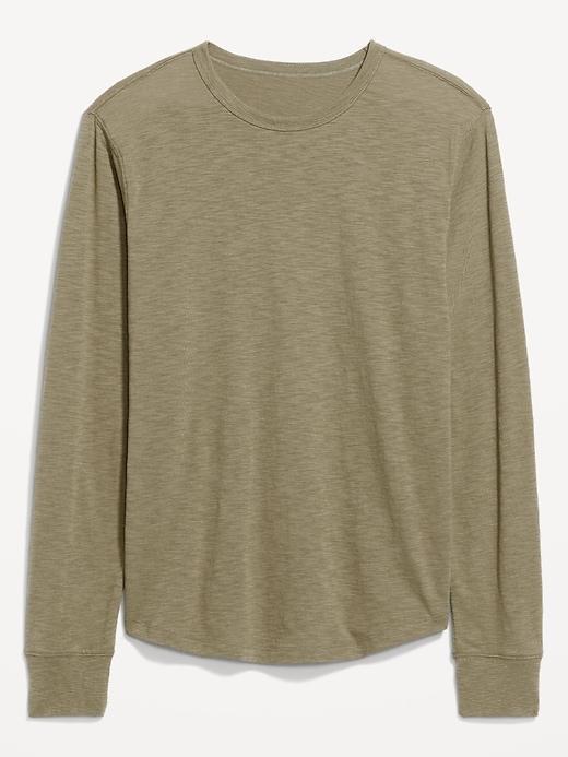 Curved-Hem Slub-Knit T-Shirt Product Image