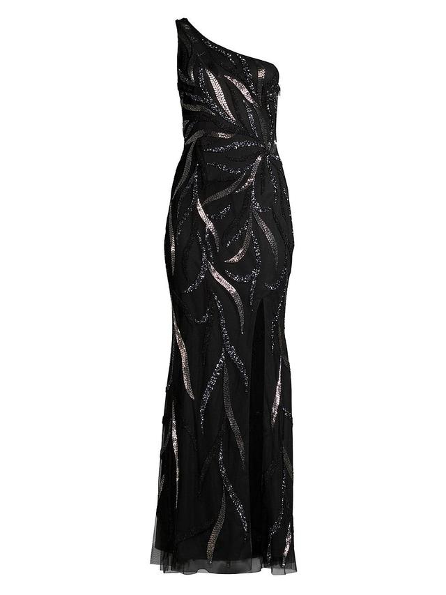 Aidan Mattox by Adrianna Papell Beaded One-Shoulder Gown Product Image