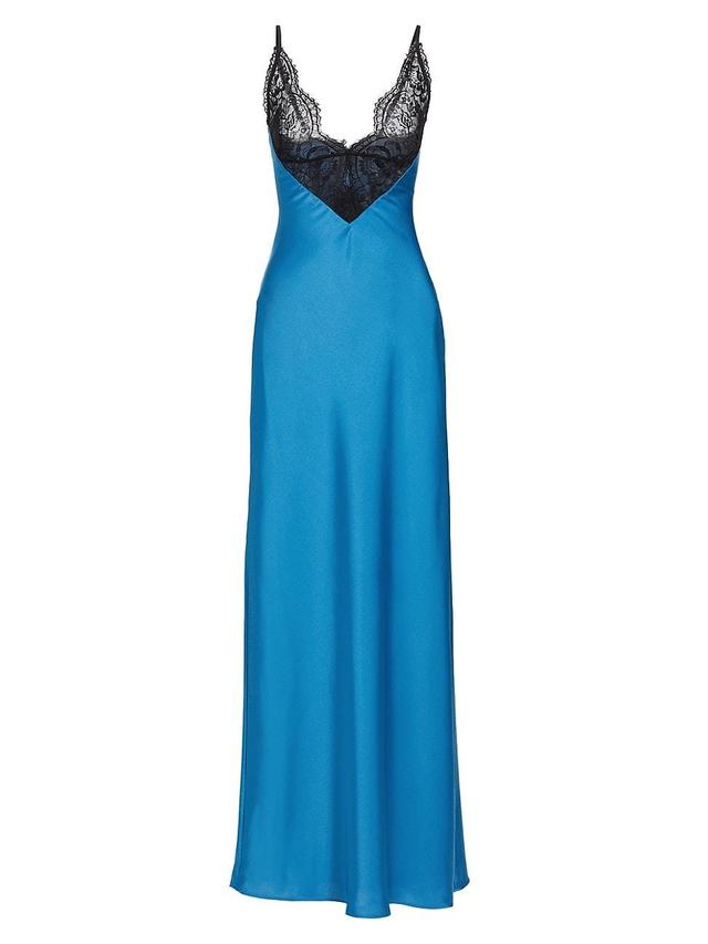 Womens Malo Colorblocked Lace-Trimmed Satin Maxi Dress Product Image