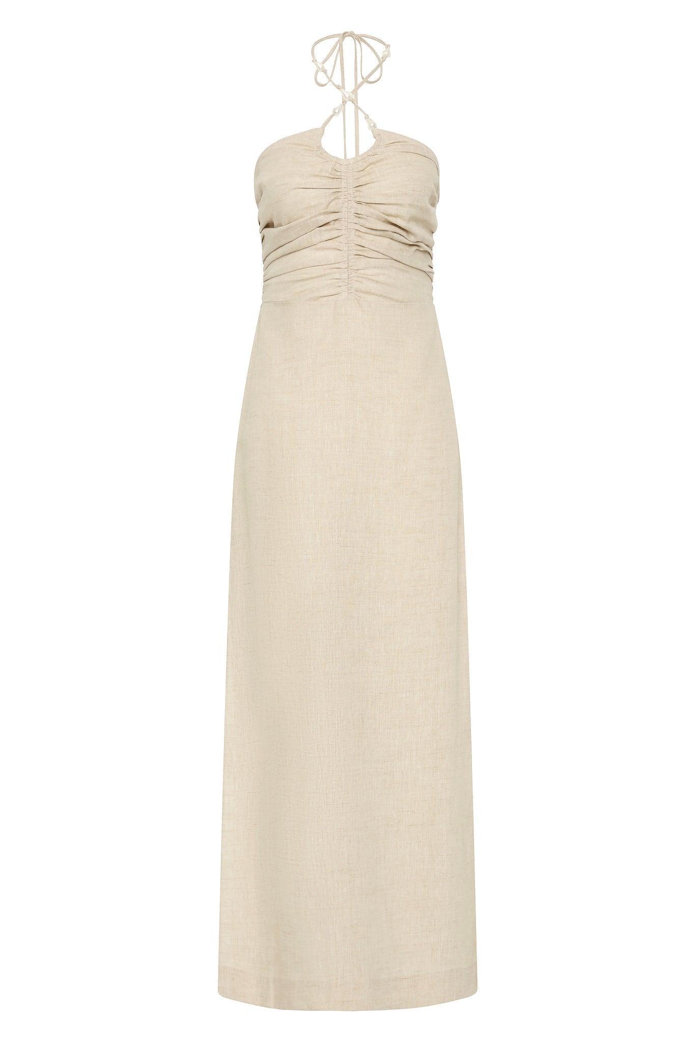 Akoya Ruched Midi Dress Product Image