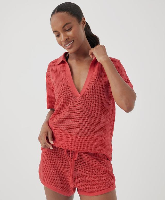 Womens Beachside Linen Crochet Tunic 3XL Product Image