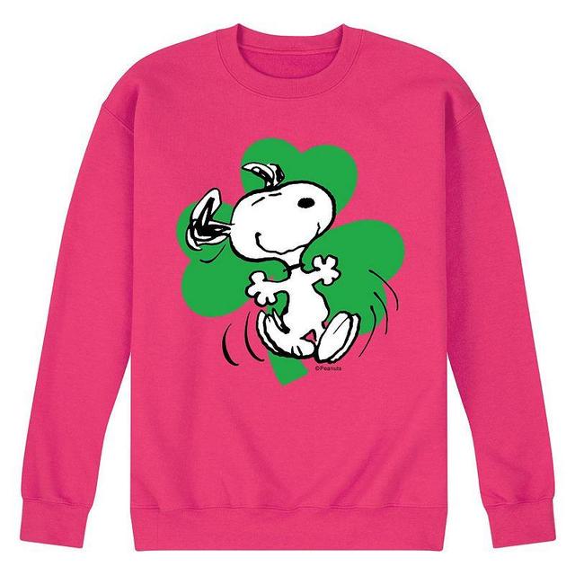 Mens Peanuts Dancing Snoopy Shamrock Fleece Sweatshirt Grey Gray Product Image