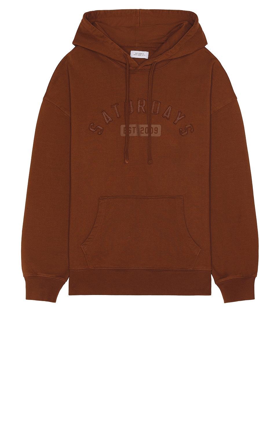 SATURDAYS NYC Warren Varsity Hoodie in Brown Product Image