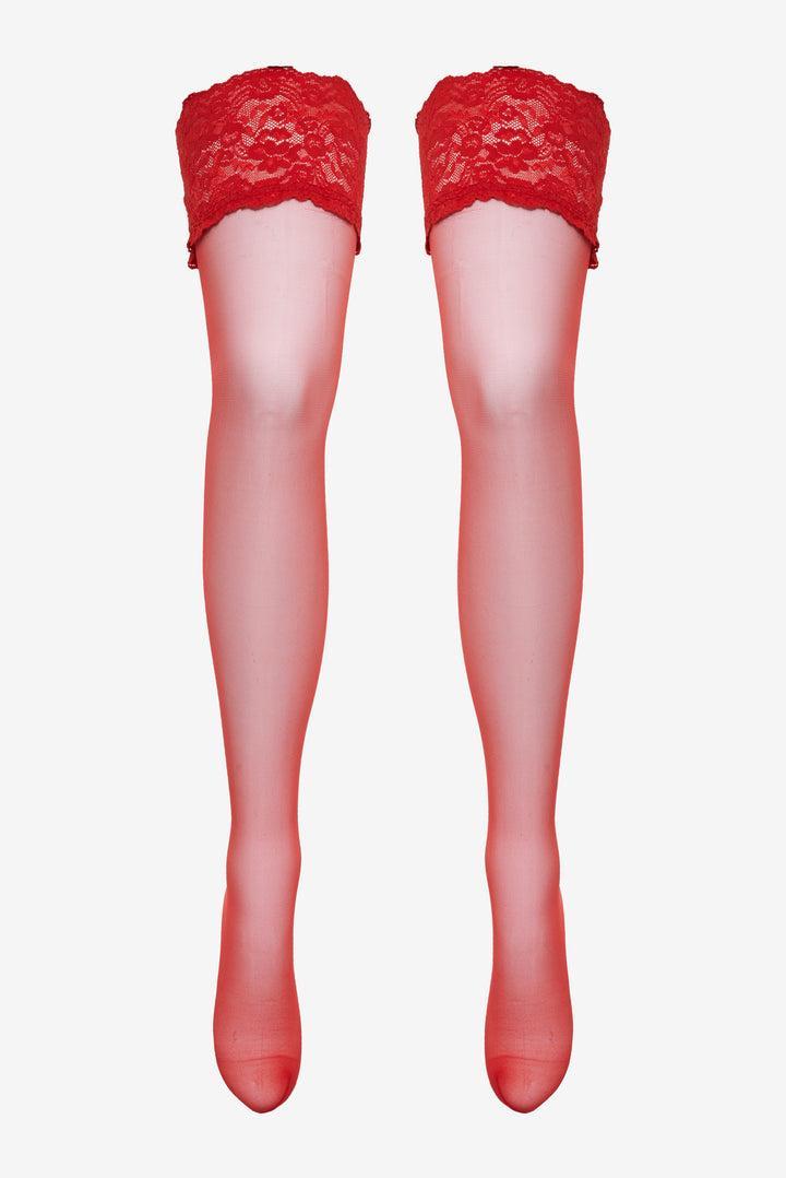 Lace Top Thigh Highs — Red Product Image