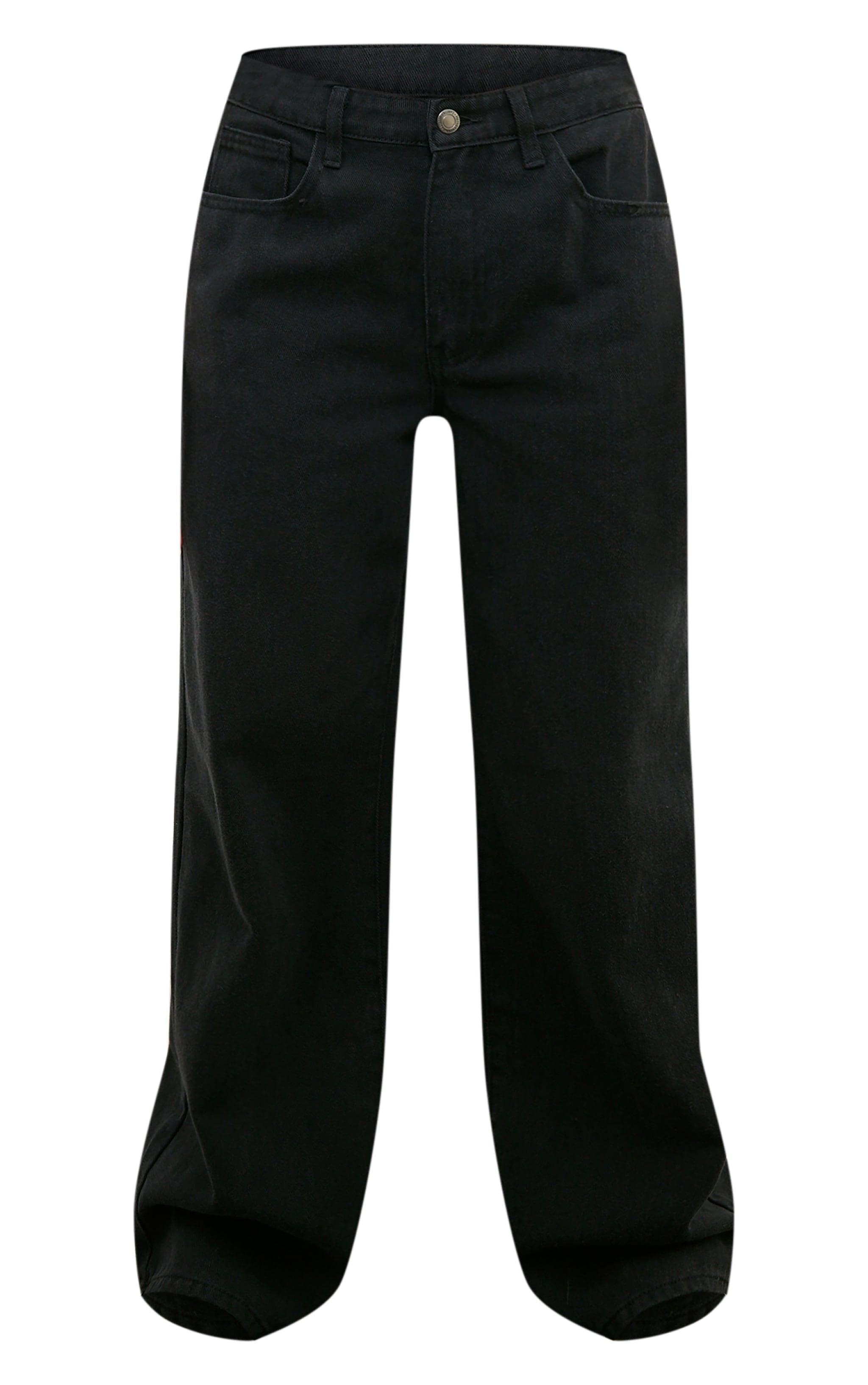 Washed Black Boyfriend Low Rise Jeans Product Image