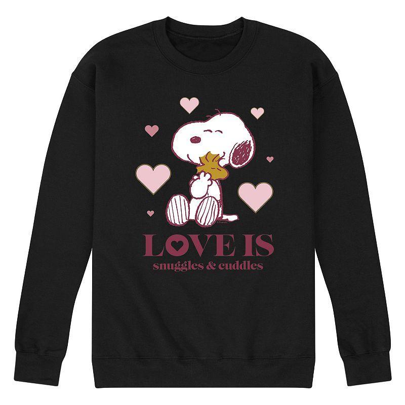 Mens Peanuts Snuggles and Cuddles Sweatshirt Black Product Image