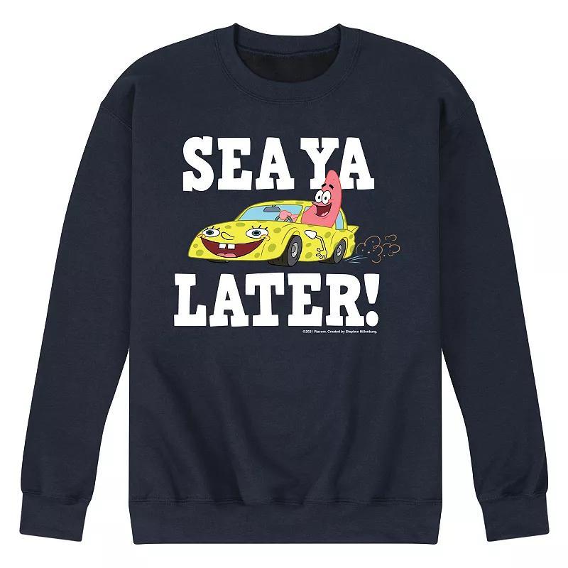 Mens SpongeBob SquarePants Sea Ya Later Sweatshirt Blue Product Image