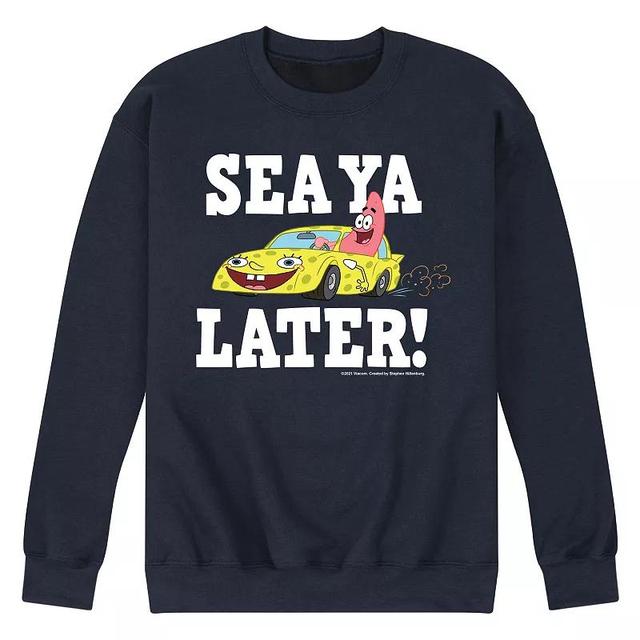 Mens SpongeBob SquarePants Sea Ya Later Sweatshirt Blue Product Image