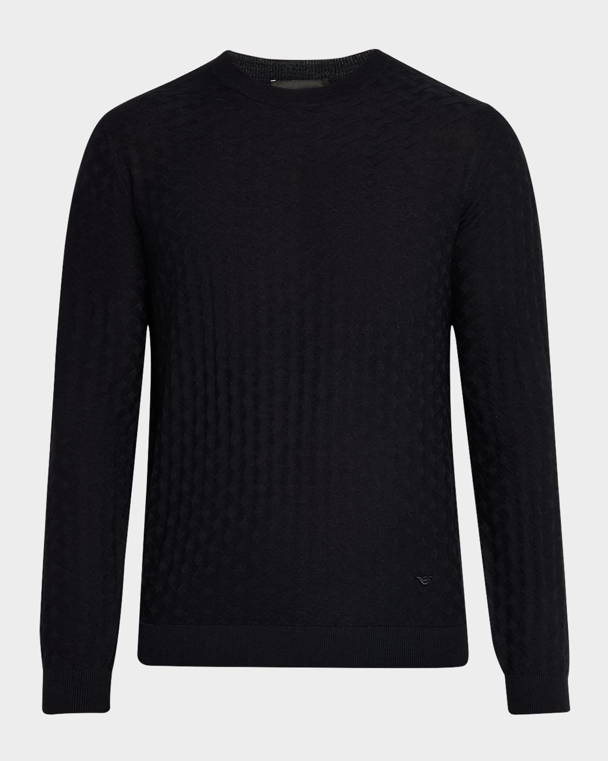 Mens Merino Wool Basketweave Crewneck Sweater Product Image