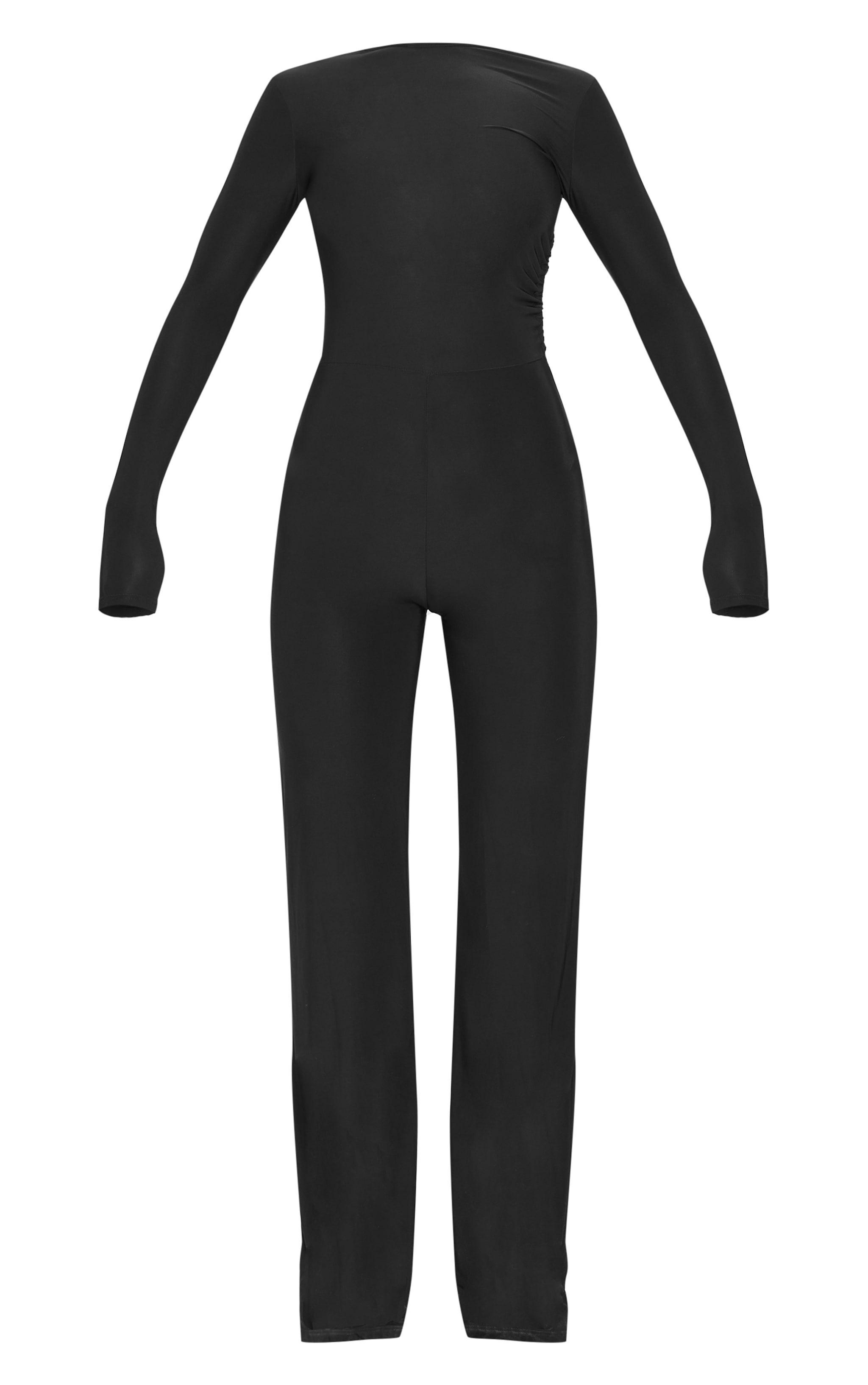 Black Slinky Cut Out Back Detail Jumpsuit Product Image