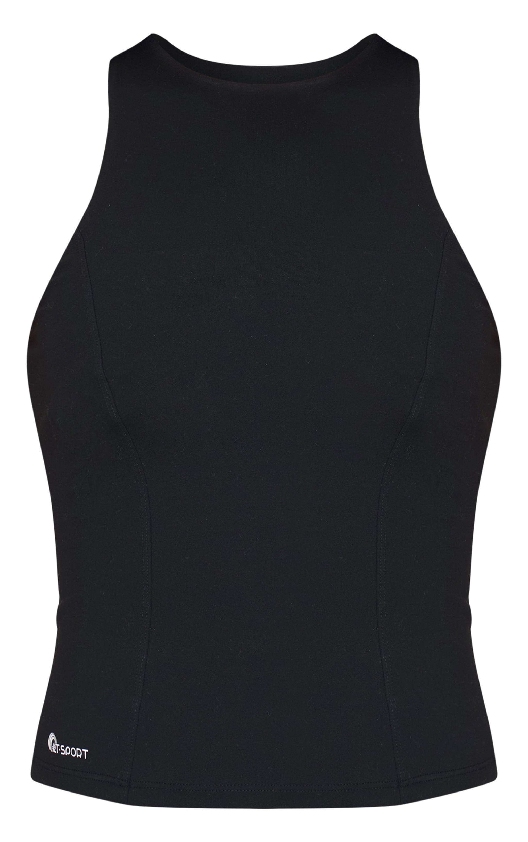 PLT Sport Deep Black Sculpt Seam Detail Gym Vest Product Image