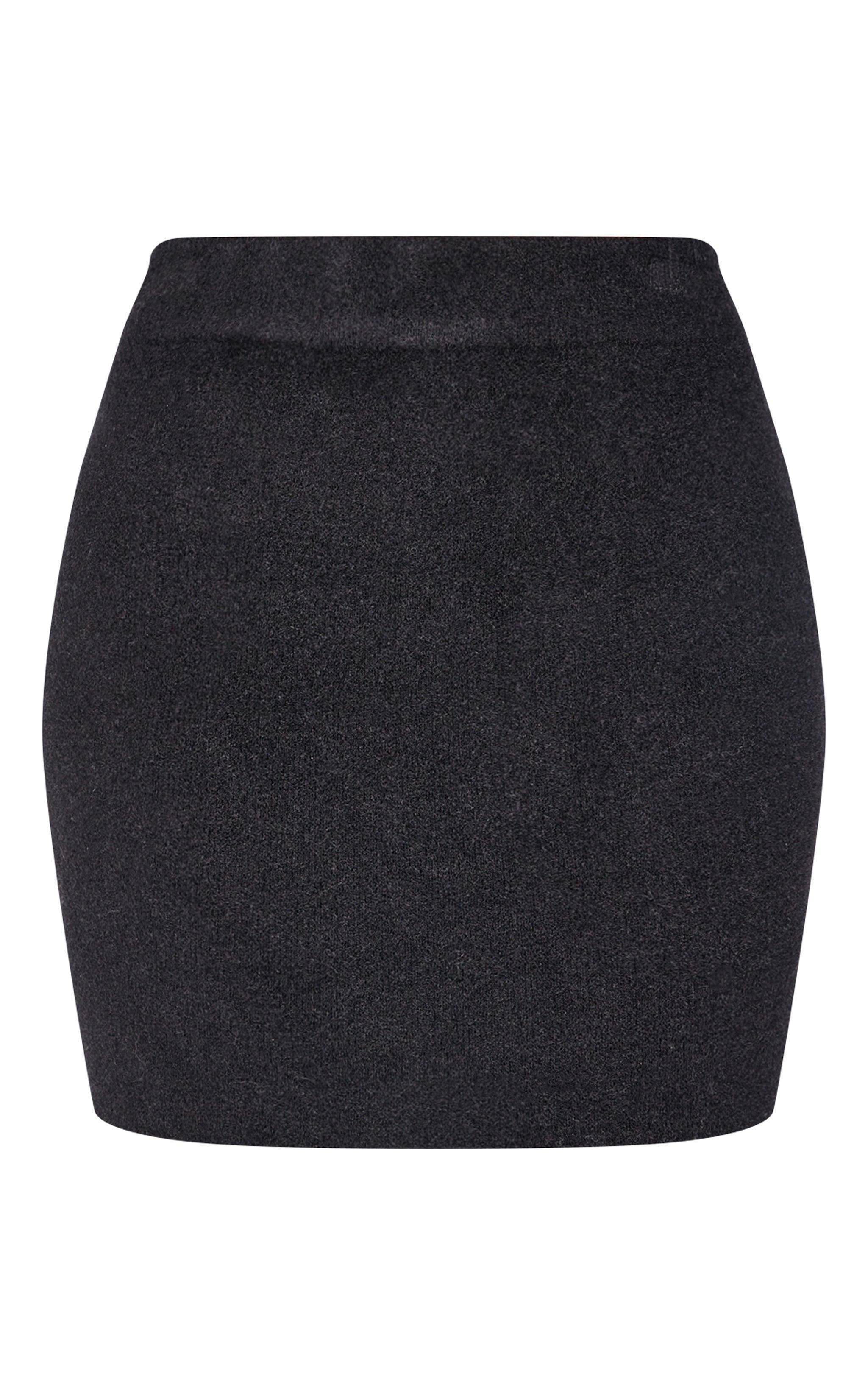 Black Soft Knit Mini Skirt Product Image