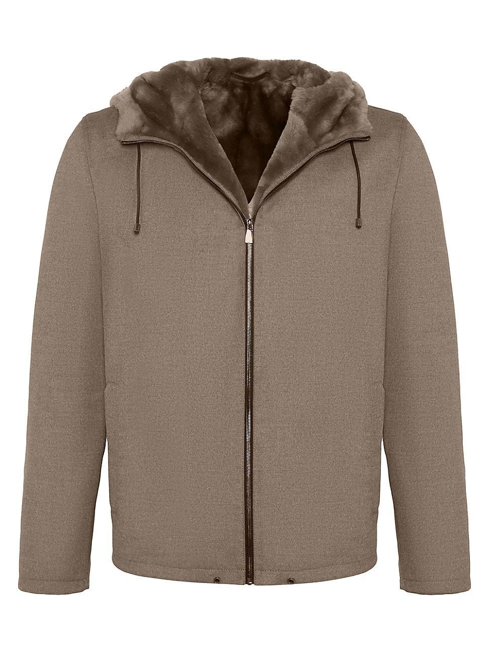 Mens Fabric Parka Jacket with Merino Shearling Lamb Lining Product Image