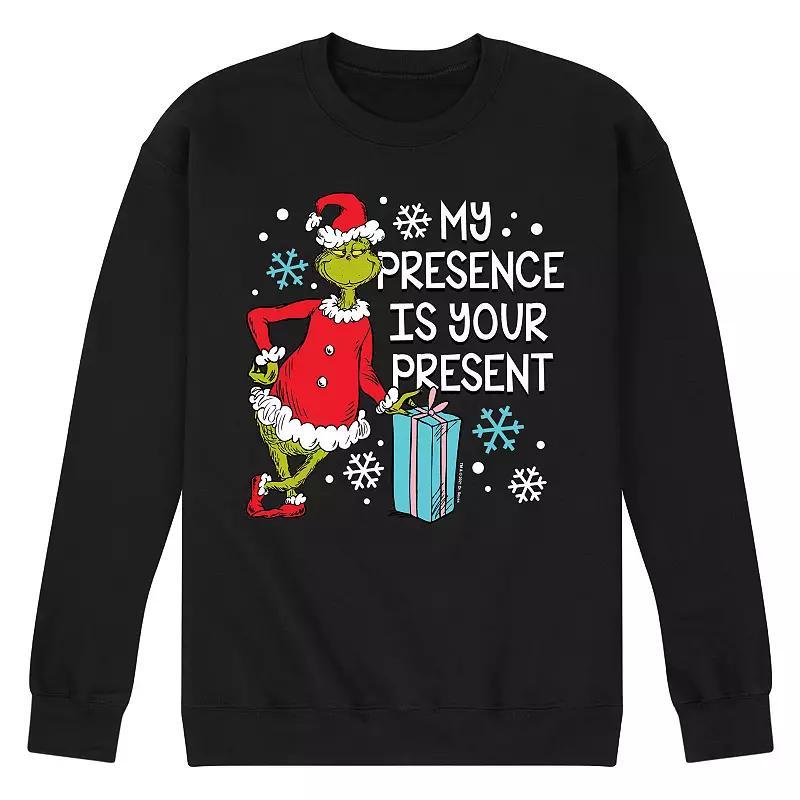 Mens Dr. Seuss My Presence Is Your Present Fleece Sweatshirt Grey Gray Product Image