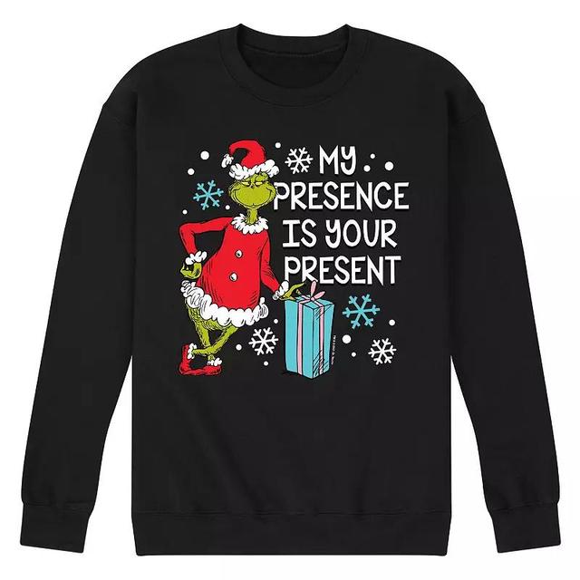 Mens Dr. Seuss My Presence Is Your Present Fleece Sweatshirt Grey Gray Product Image