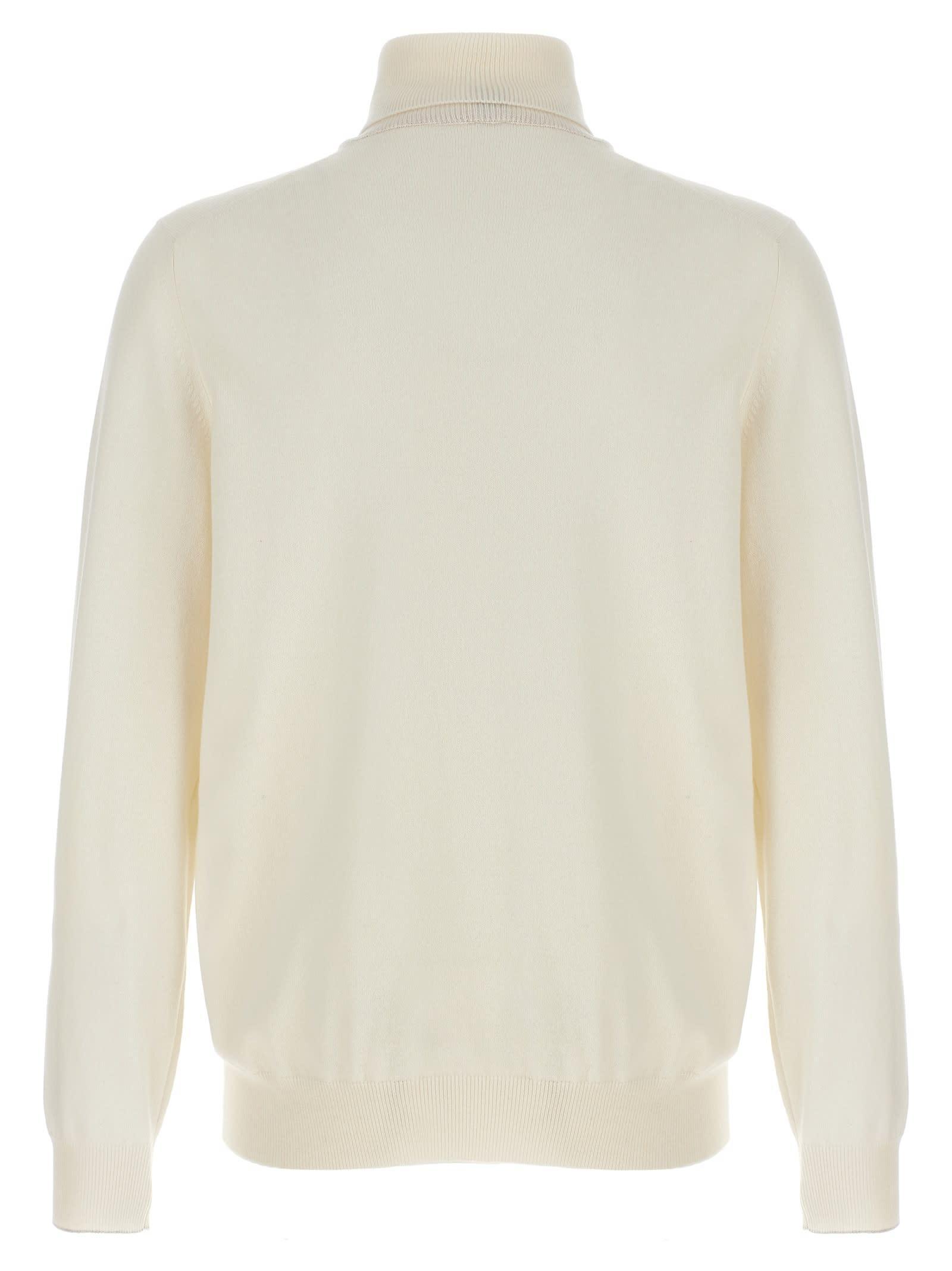 BRUNELLO CUCINELLI Roll Neck Cashmere Jumper In Ecru Product Image