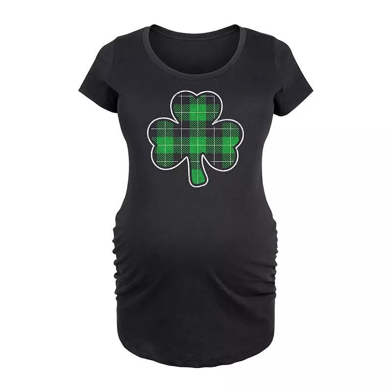 Maternity Shamrock Plaid Graphic Tee, Womens Product Image