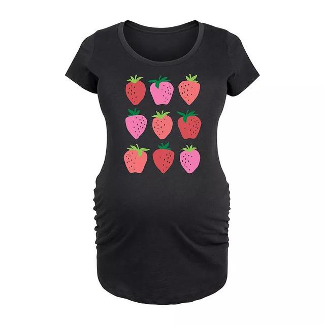 Maternity Strawberry Grid Graphic Tee, Womens Product Image