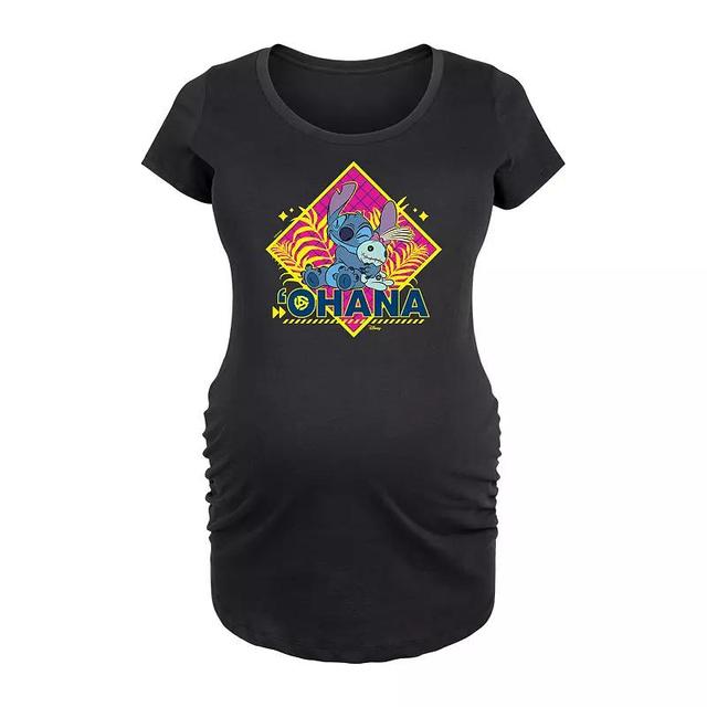 Disneys Lilo & Stitch Maternity Ohana Graphic Tee, Womens Heather Grey Product Image