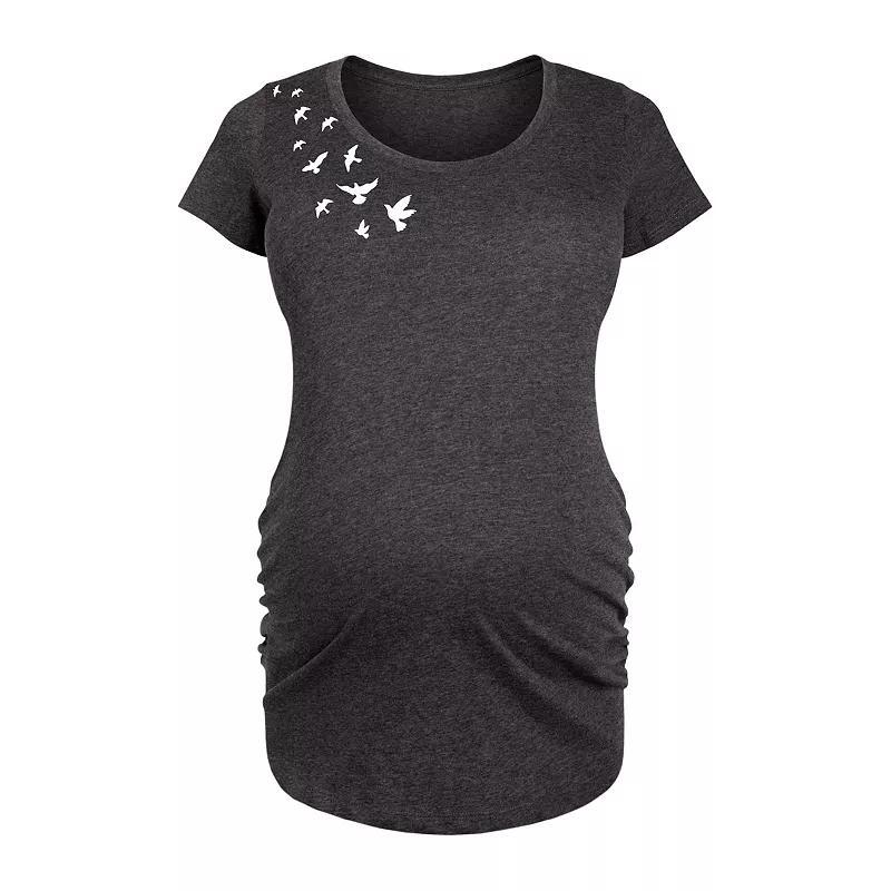 Maternity Flying Birds Graphic Tee, Womens Blue Product Image