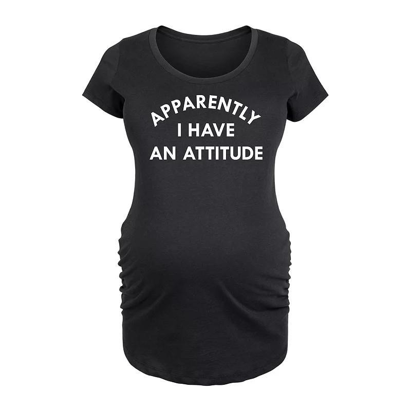 Maternity Apparently I Have An Attitude Graphic Tee, Womens Grey Dark Red Product Image