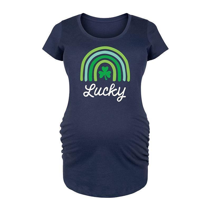 Maternity Lucky Green Rainbow Graphic Tee, Womens Product Image