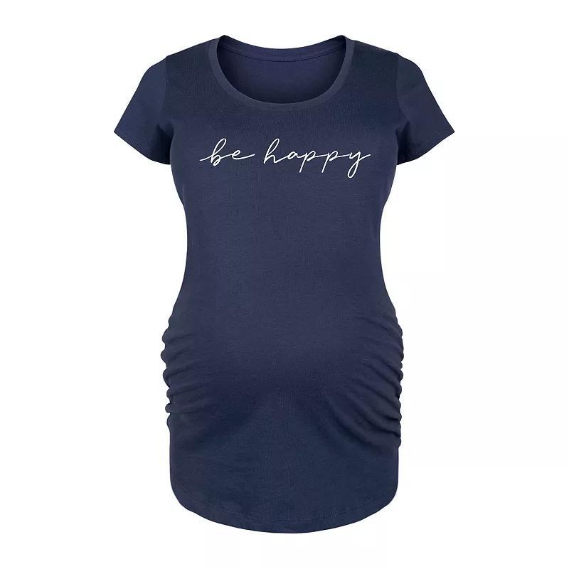 Maternity Be Happy Script Graphic Tee, Womens Blue Product Image