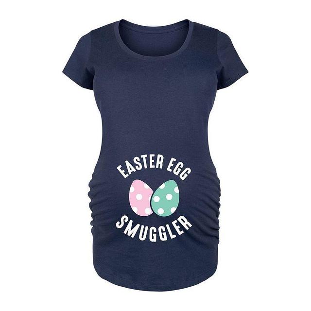 Maternity Easter Egg Smuggler Graphic Tee, Womens Blue Product Image