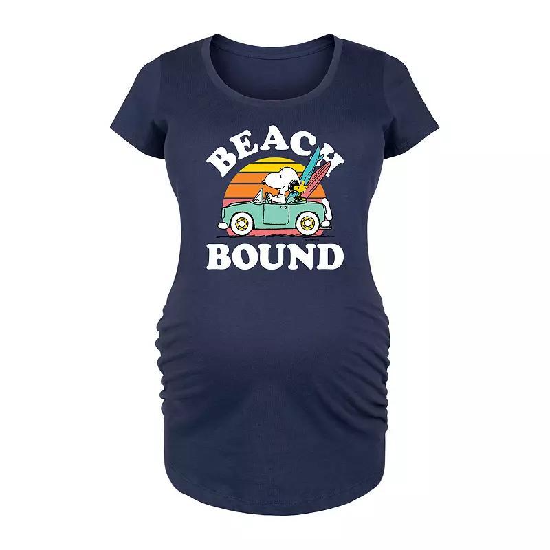 Maternity Peanuts Snoopy Heart Beach Scene Graphic Tee, Womens Grey Gray Product Image