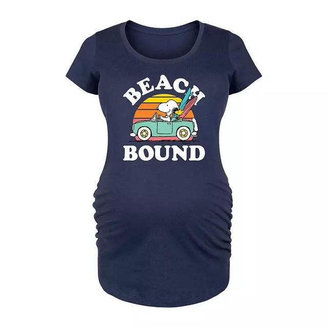 Maternity Peanuts Snoopy Heart Beach Scene Graphic Tee, Womens Grey Gray Product Image