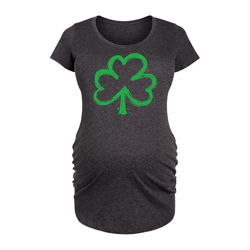 Maternity Paintbrush Shamrock Graphic Tee, Womens Heather Grey Product Image