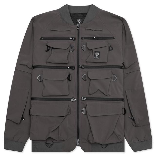 Multi-Pocket Zipped 2 Way Jacket - Charcoal Male Product Image