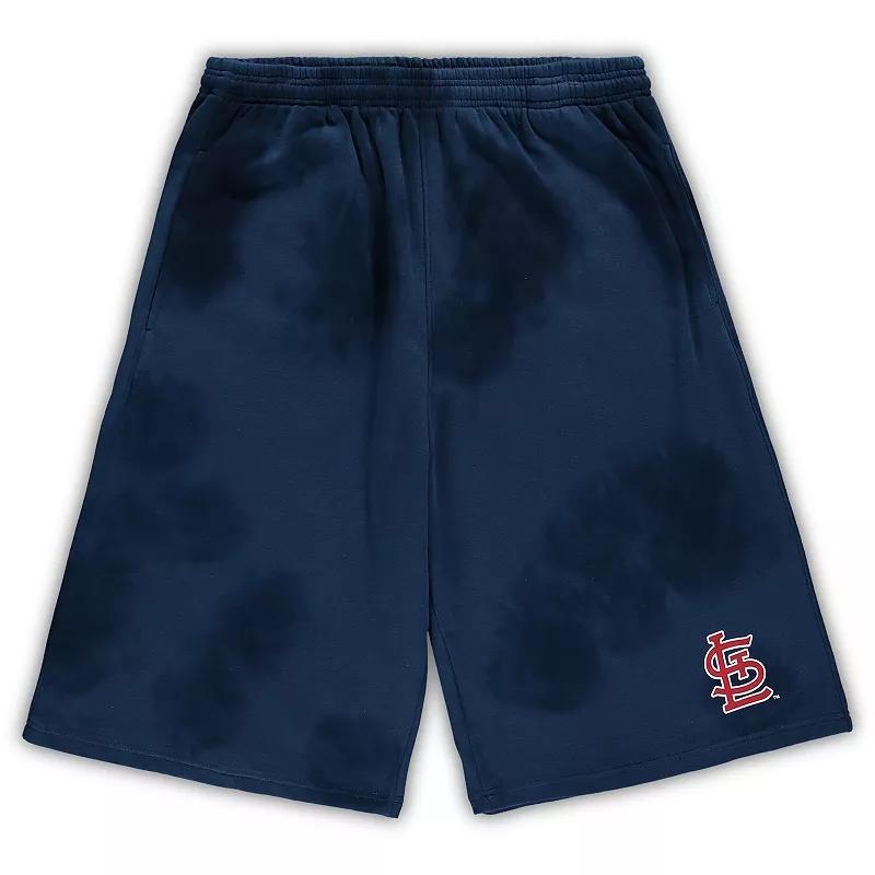 Mens St. Louis Cardinals Big & Tall Tye Dye Fleece Shorts Blue Product Image